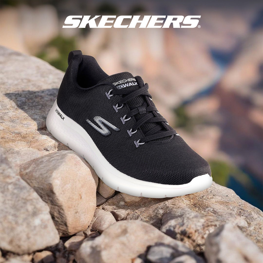Skechers Men GOwalk Flex Walking Shoes - 216328-BKW Air-Cooled Goga Mat ...