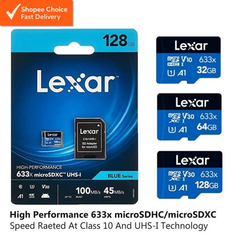 Carte Mémoire Micro SD Lexar 633x 4K 32GB 64GB 128GB 100Mbps CLASS 10 Original Saoula Alger Algerie D26084446