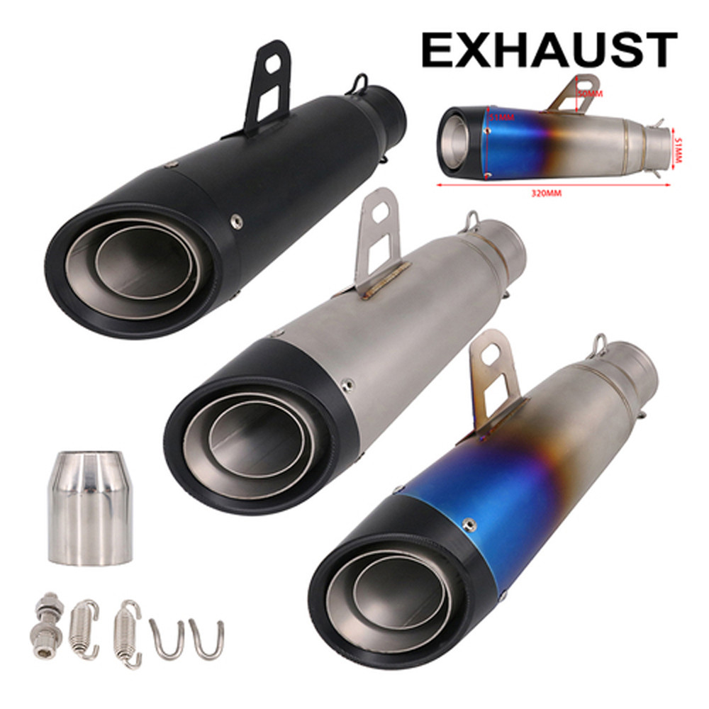 Universal Stainless Steel Muffler Silence exhaust pipe for Motorcycle ...