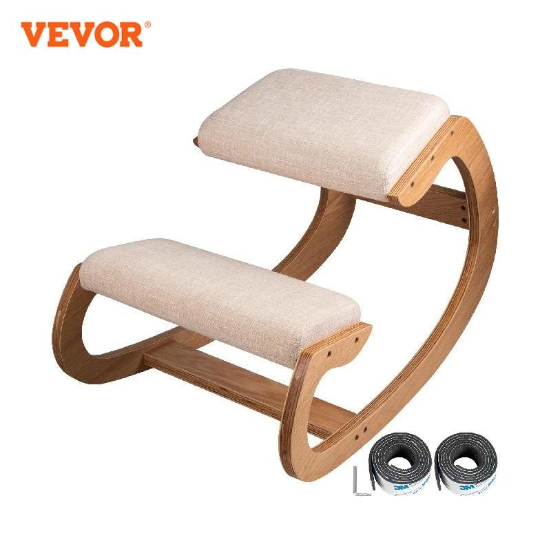 VEVOR Ergonomic Rocking Wooden Kneeling Chair Stool Correct Posture