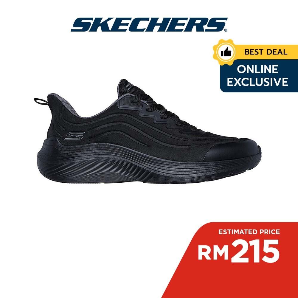 Skechers Online Exclusive Men BOBS Squad Waves Perfect Curl Casual Shoes 118225 BBK Memory Foam Kasut Sneaker Lelaki Shopee Malaysia