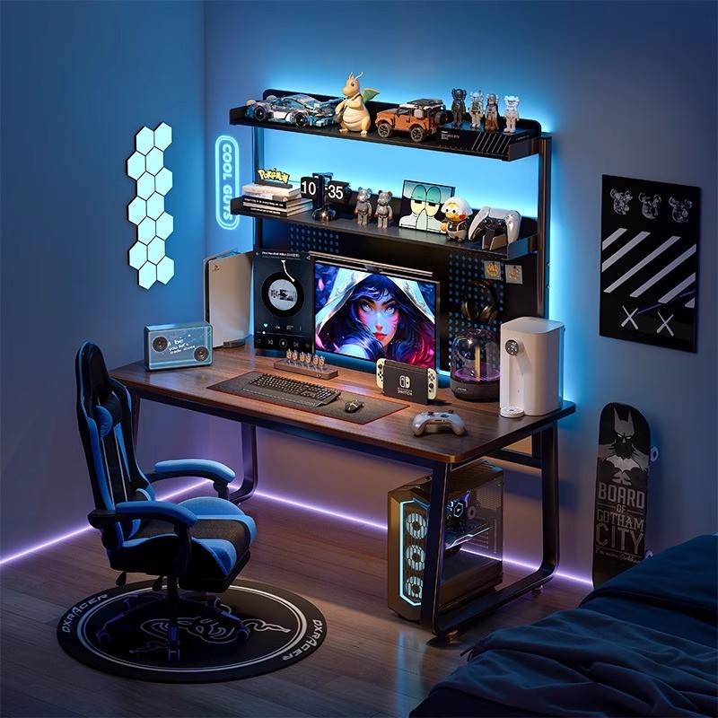 J-H/Computer Desk Desktop Bookshelf Integrated Office Desk Student ...