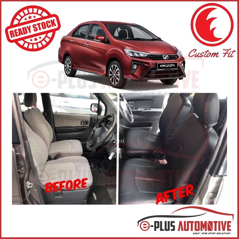 Car Seat Cover PVC Leather Cushion Cover Black color with Red Line ...