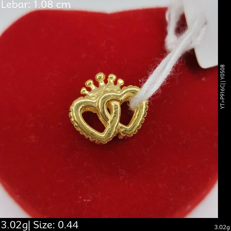 Emas916, Bead Bead Pdr Double Love H5 Crown 1.2 cm Pd 7332 P550 0.44 ...