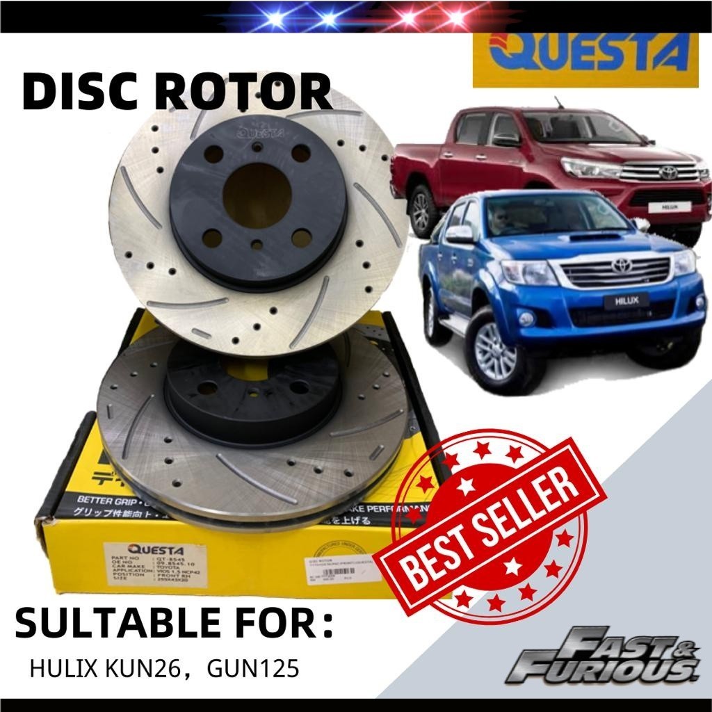 QUESTA BRAKE DISC ROTOR SPORT TOYOTA HILUX KUN26, GUN125 [FRONT] 2PCS ...