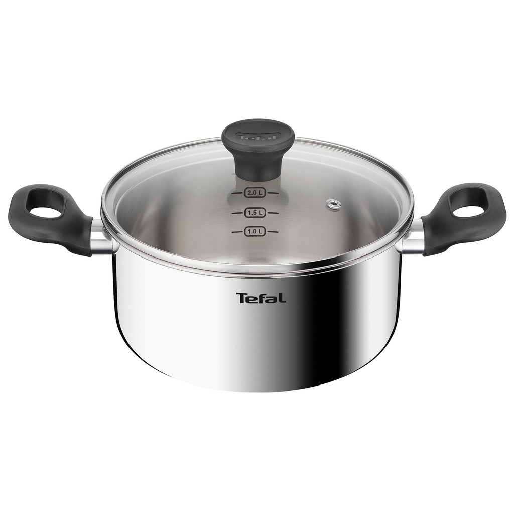 TEFAL STAINLESS STEEL STARTER STEWPOT COOKWARE 20CM WITH GLASS LID ...