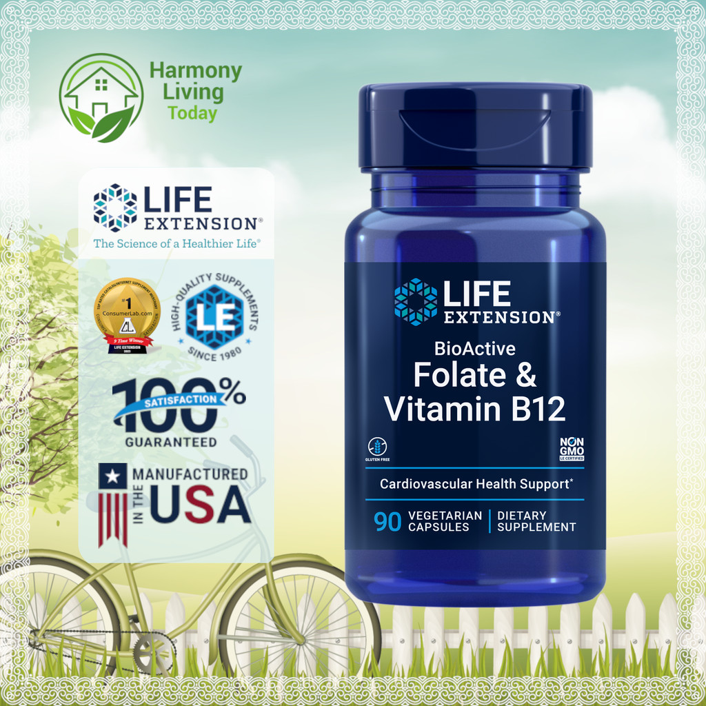 BioActive Folate & Vitamin B12, 90 vegetarian capsules [Life Extension ...