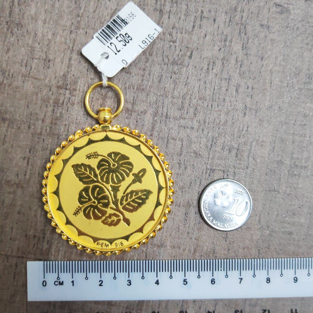 Emas916, Loket Coin Duit Bunga Raya D3d Dna Pintal 4.4 cm Pd 1123 P419 ...