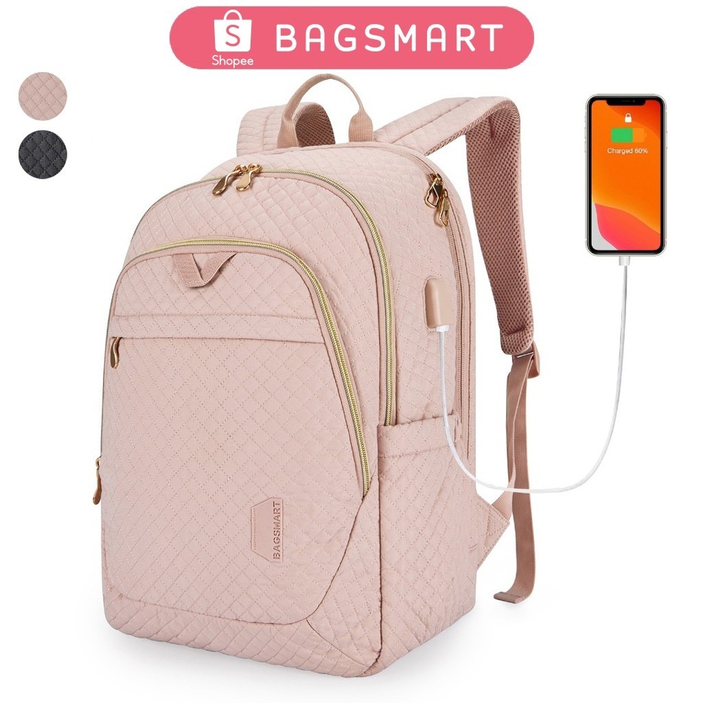 BAGSMART Laptop Backpack 17.3 Inch Women Travel Expandable Waterproof Computer Backpack with USB Charging Port Shopee Malaysia