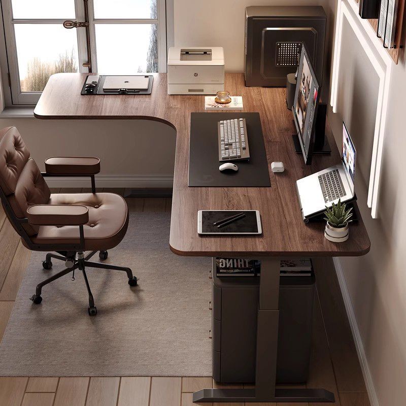 JY-8/Pure Solid Wood Electric Lifting Table Black Walnut Corner Desk ...