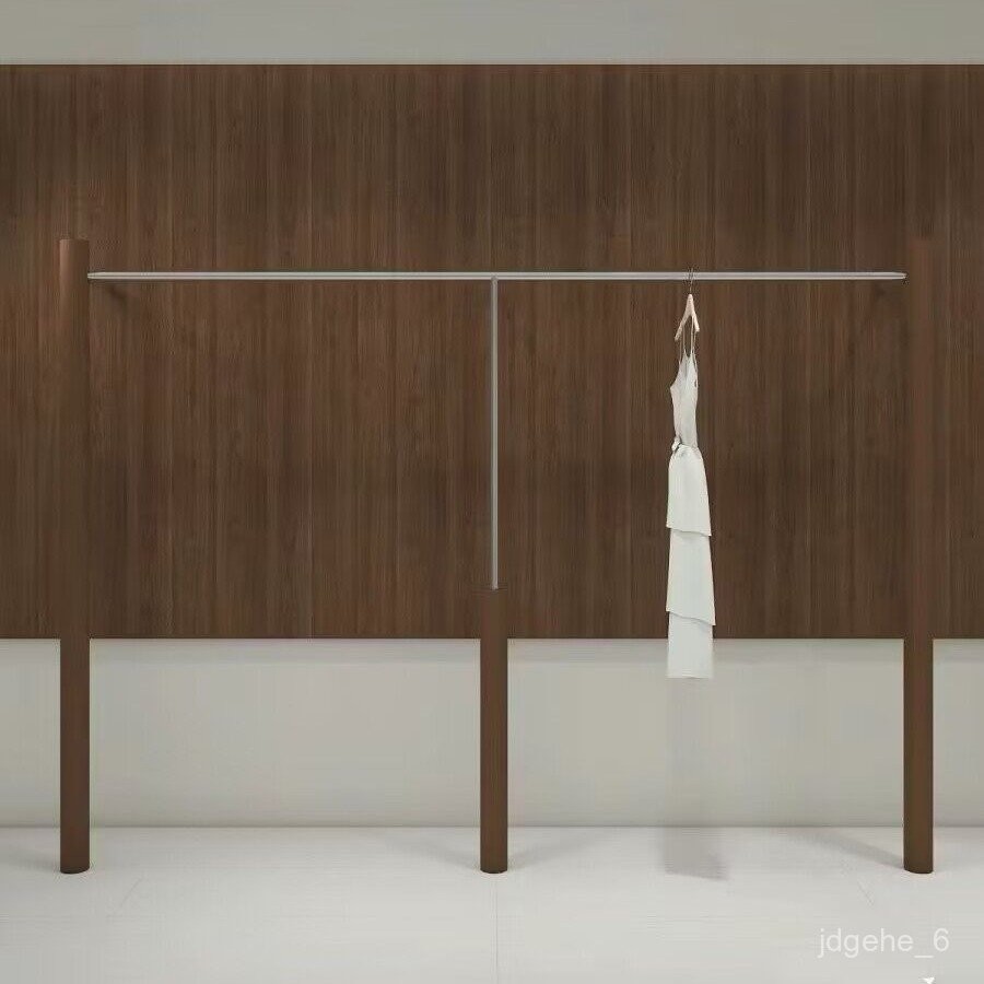 M/Clothing Store Display Rack Wall-Mounted Clothes Rail Walnut Solid ...