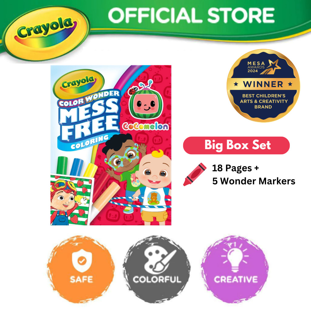 Crayola Color Wonder Mess Free Cocomelon 18 Coloring Pages & 5 Markers ...