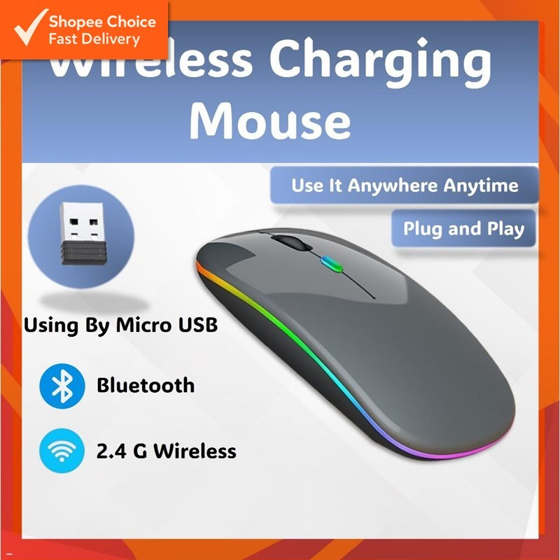 Wireless Rechargeable Bluetooth Mouse | 2.4GHz Multi-Color & Silent ...