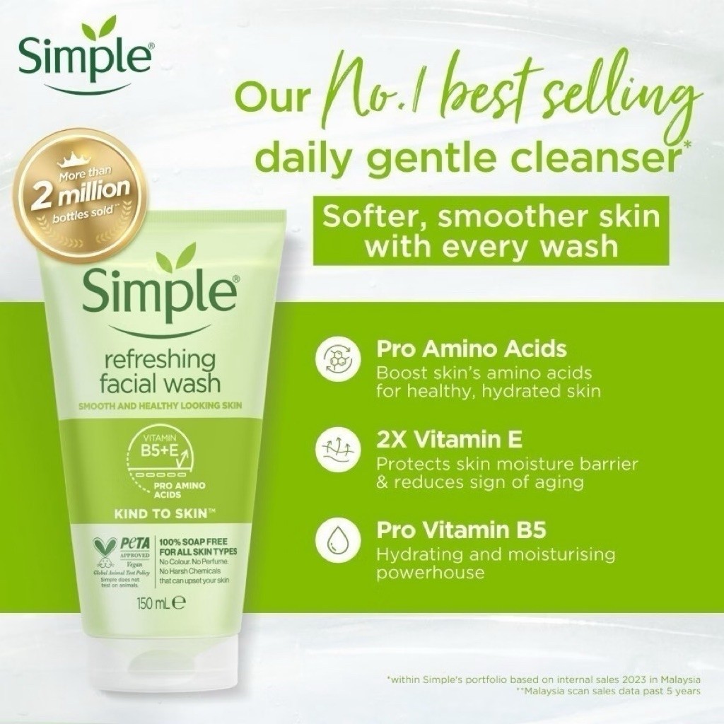 Simple Skincare SIMPLE Kind to Skin Refreshing Facial Wash Gel 150ml ...