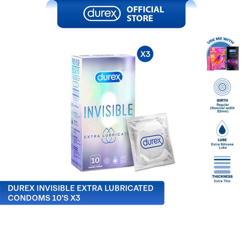 [Bundle of 3]Durex Invisible Extra Lubricated Condoms (Thinnest) | Pack ...