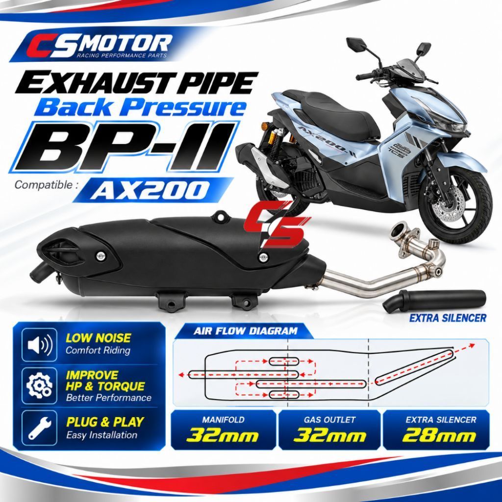 QJ AX200S AX200 RACING EXHAUST PIPE EJOS EXZOS PIPE BACK PRESSURE BUNYI ...