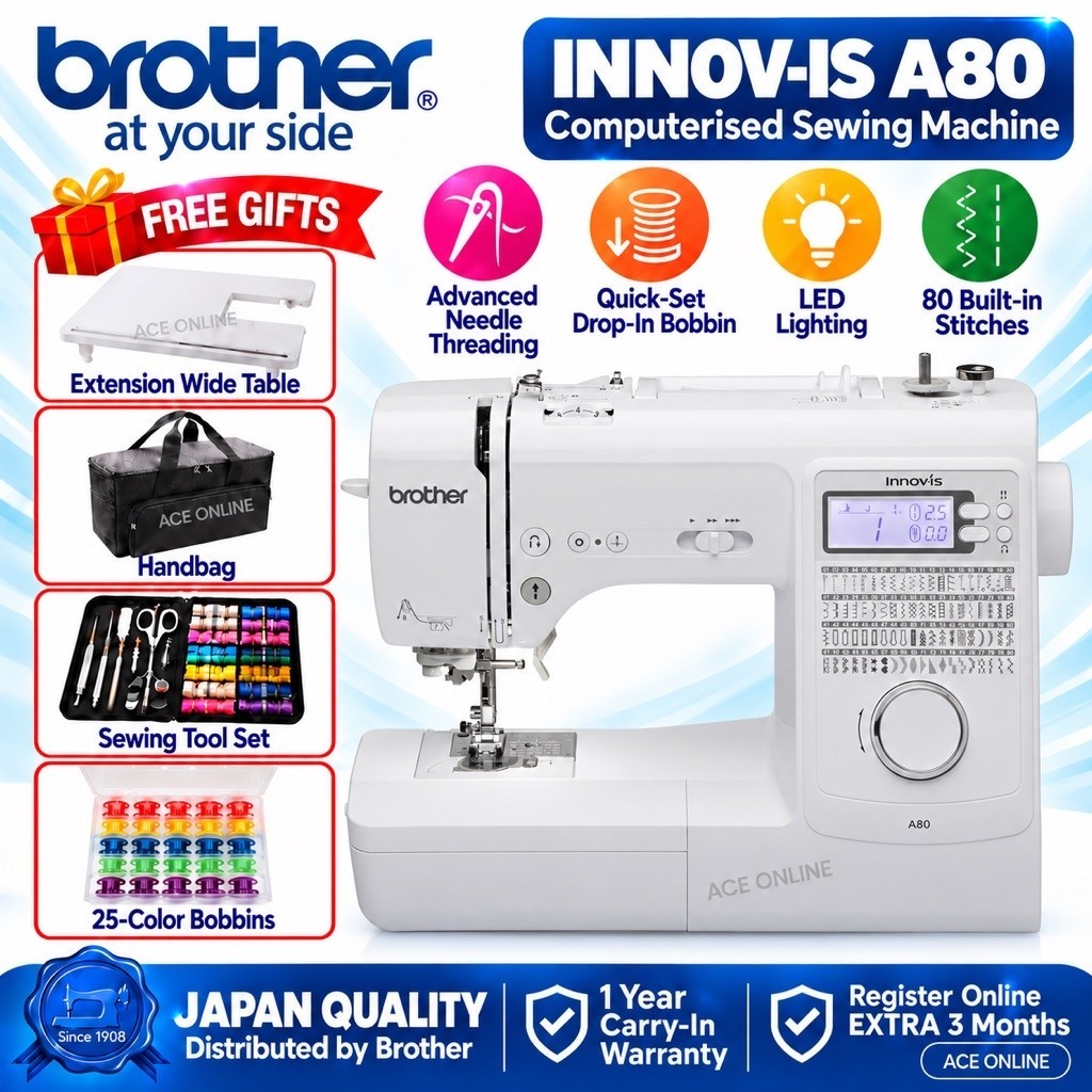 Brother Innov-is A80 Computerised Sewing Machine 80 Stitches Free Wide ...