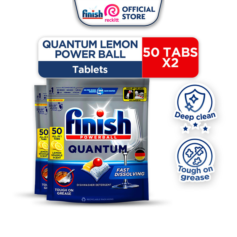 [Bundle of 2] Finish All In One Quantum Dishwasher Detergent Tablet 50 ...