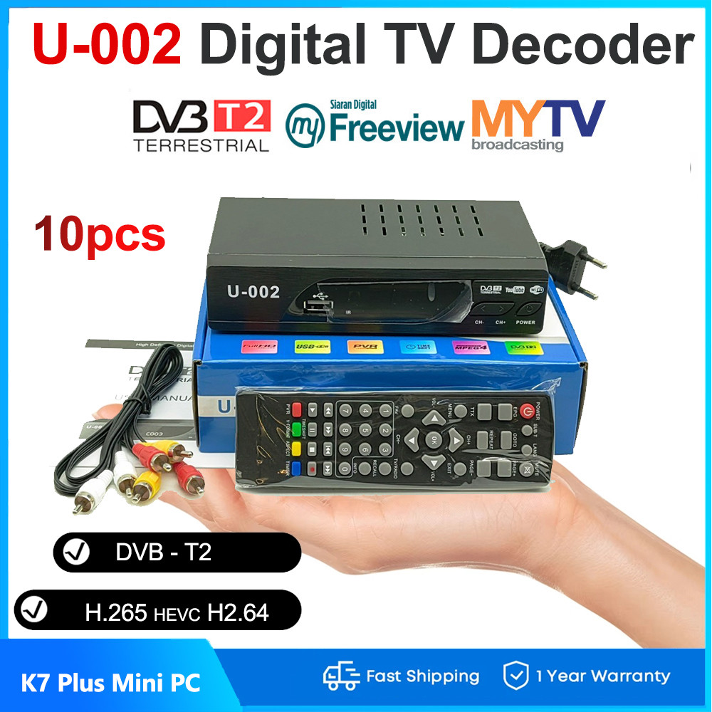 Ready Stock 10 pcs U-002 Dvb T2 Mytv Digital Tv Decoder My Free View ...