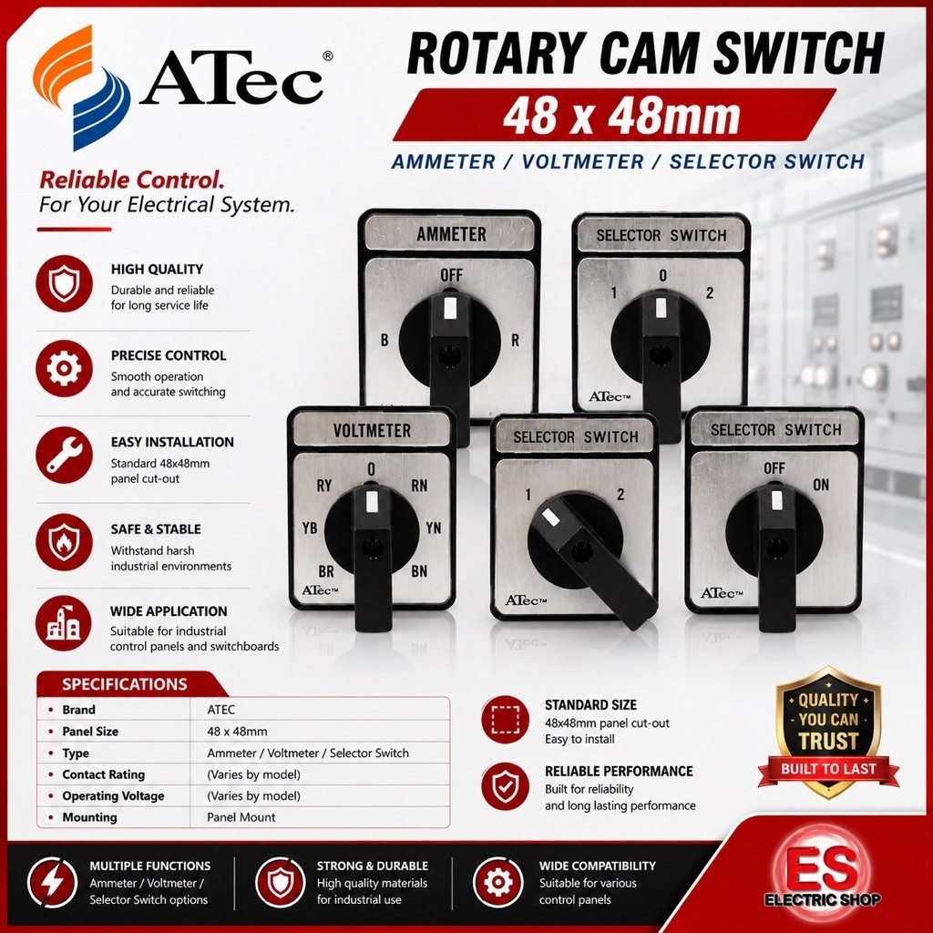 ATEC Rotary Cam Switch 1/2/3Pole, Selection Switch / Change-over Switch ...