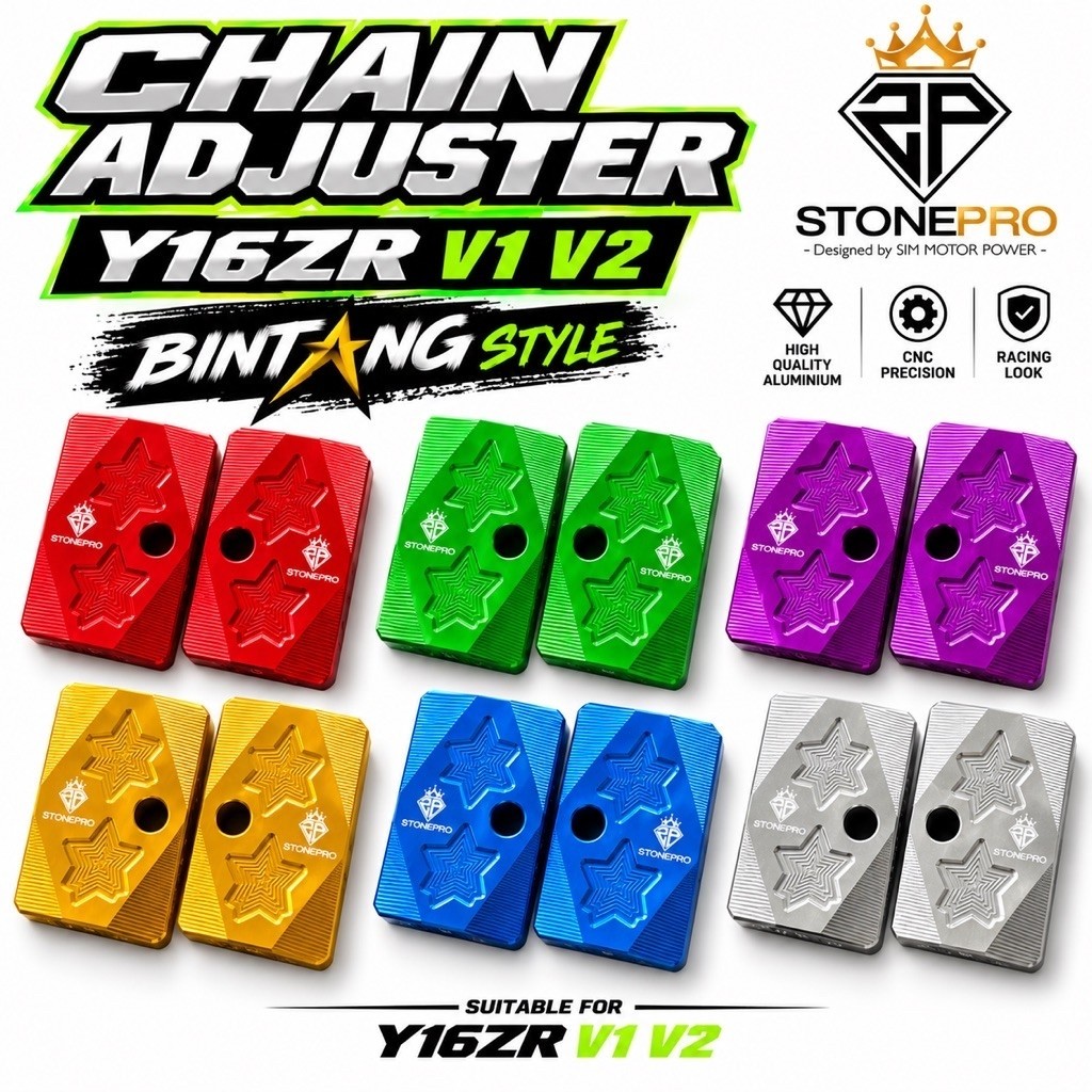 STONEPRO Y16ZR V1 V 2 CHAIN ADJUSTER PLUG AND PLAY CNC ALLOY STAR ...