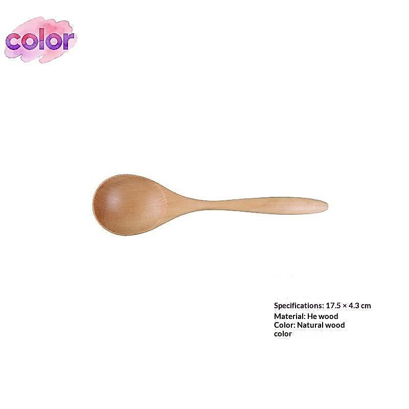 [color] Handmade Wooden Spoon Heat Resistant Non-toxic Coffee Dessert ...
