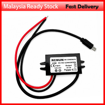 Waterproof 12V/24V to 5V Converter DC-DC Buck Module Power Adapter C Type