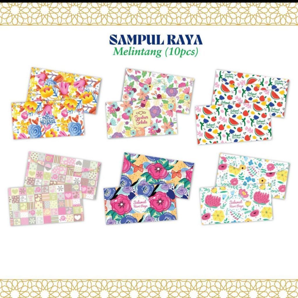 (3rd List) Sampul Duit Raya Melintang Floral Bunga Murah 2026 10 Keping ...