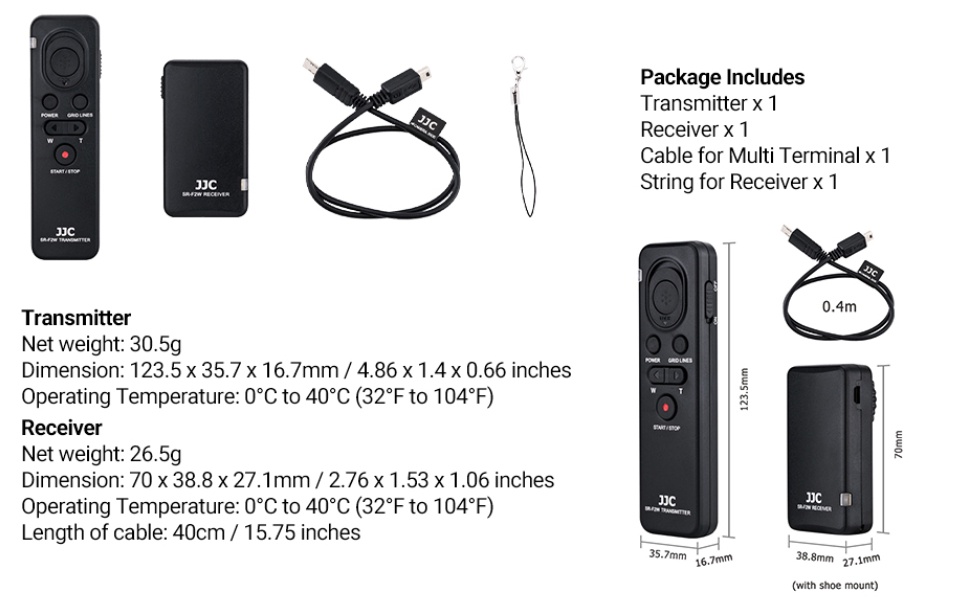 JJC RMT-VP1K 100m Long Distance Radio Remote Control for Sony Camera ...
