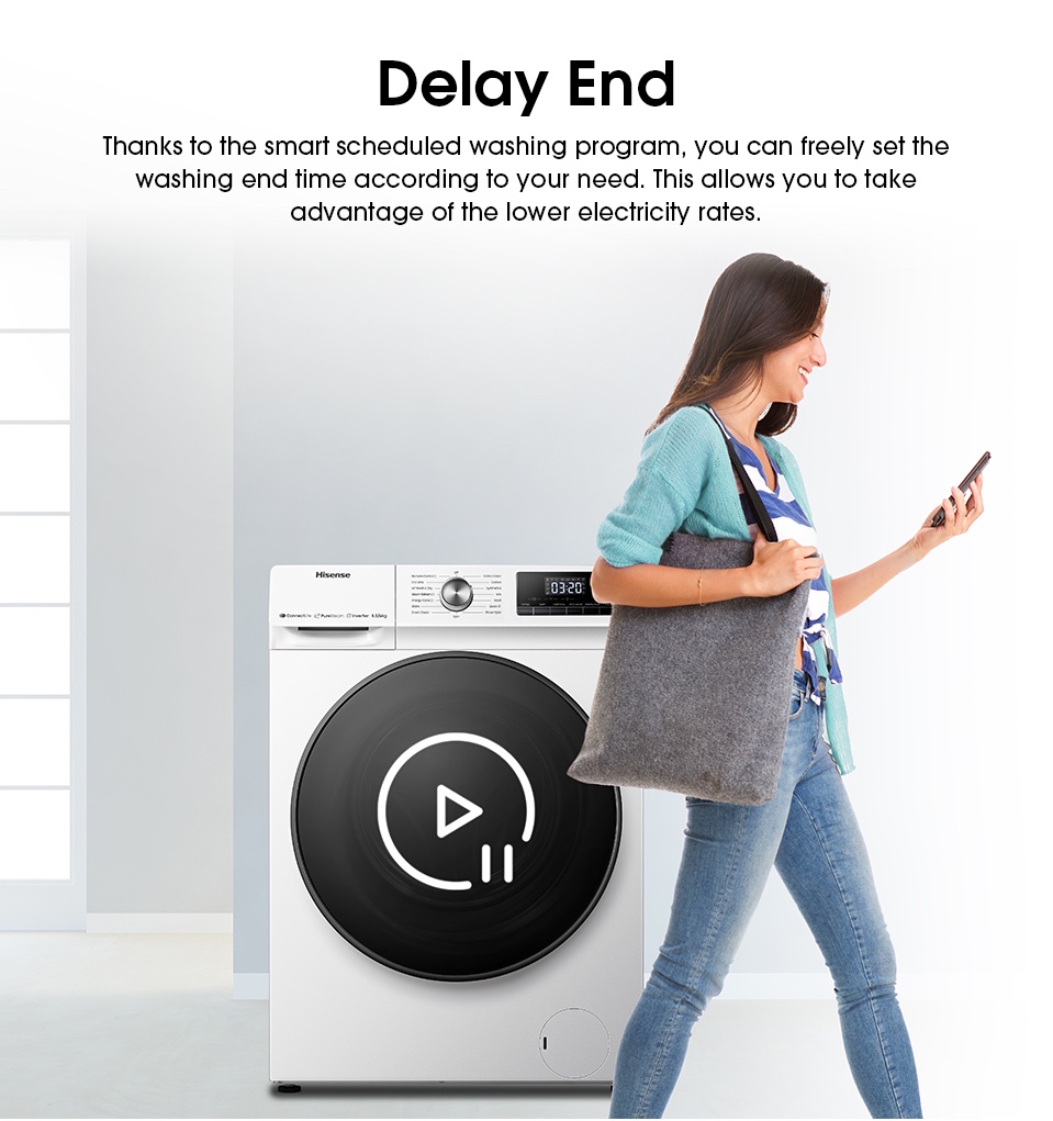 [RM120 + FREE SHIP] Hisense Dual Inverter Front Load 2In1 (8.5KG