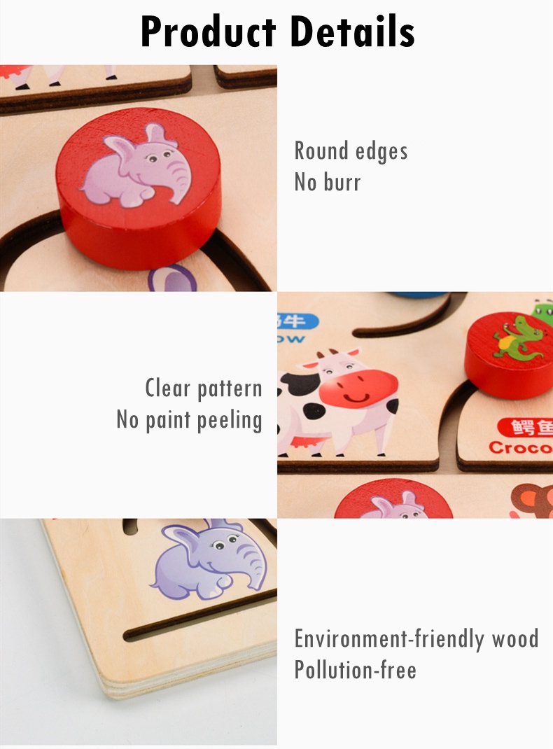 Wooden Puzzle Tracking Matching Maze Toys Cognitive Puzzle Interactive ...