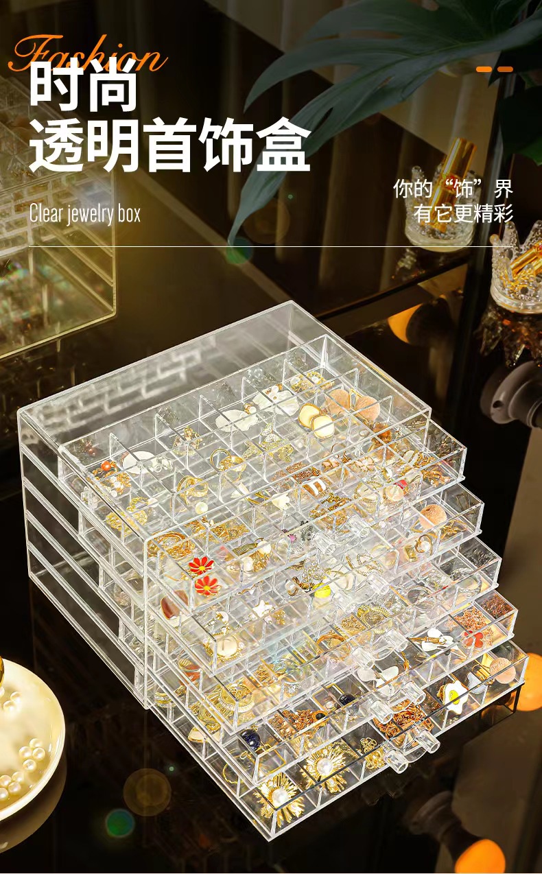 Transparent Jewellery Box Anti Oxidation Earring Storage Large Capacity ...