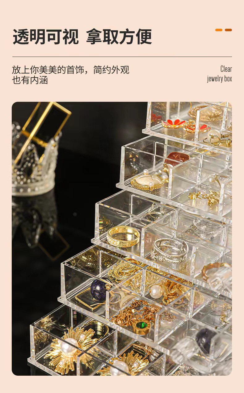 Transparent Jewellery Box Anti Oxidation Earring Storage Large Capacity ...