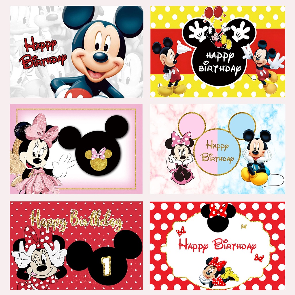 Mickey Minnie's birthday party background cloth Children's holiday ...