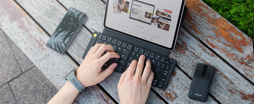 Delux MF10 Combo Wireless Bluetooth Folding Portable Keyboard Mouse Set ...