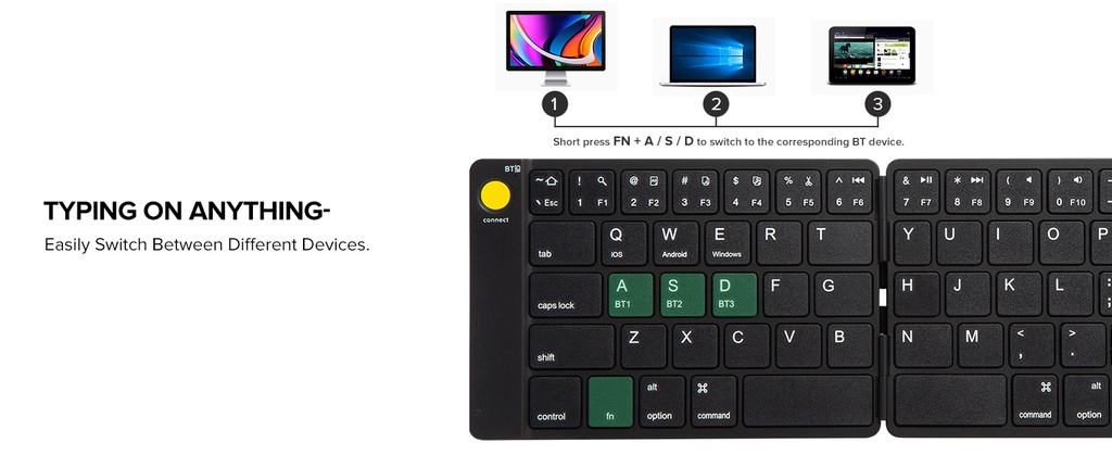 Delux MF10 Combo Wireless Bluetooth Folding Portable Keyboard Mouse Set ...
