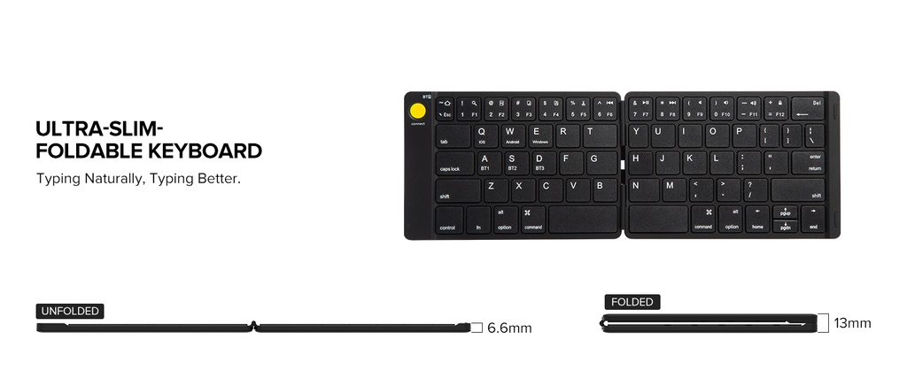Delux MF10 Combo Wireless Bluetooth Folding Portable Keyboard Mouse Set ...