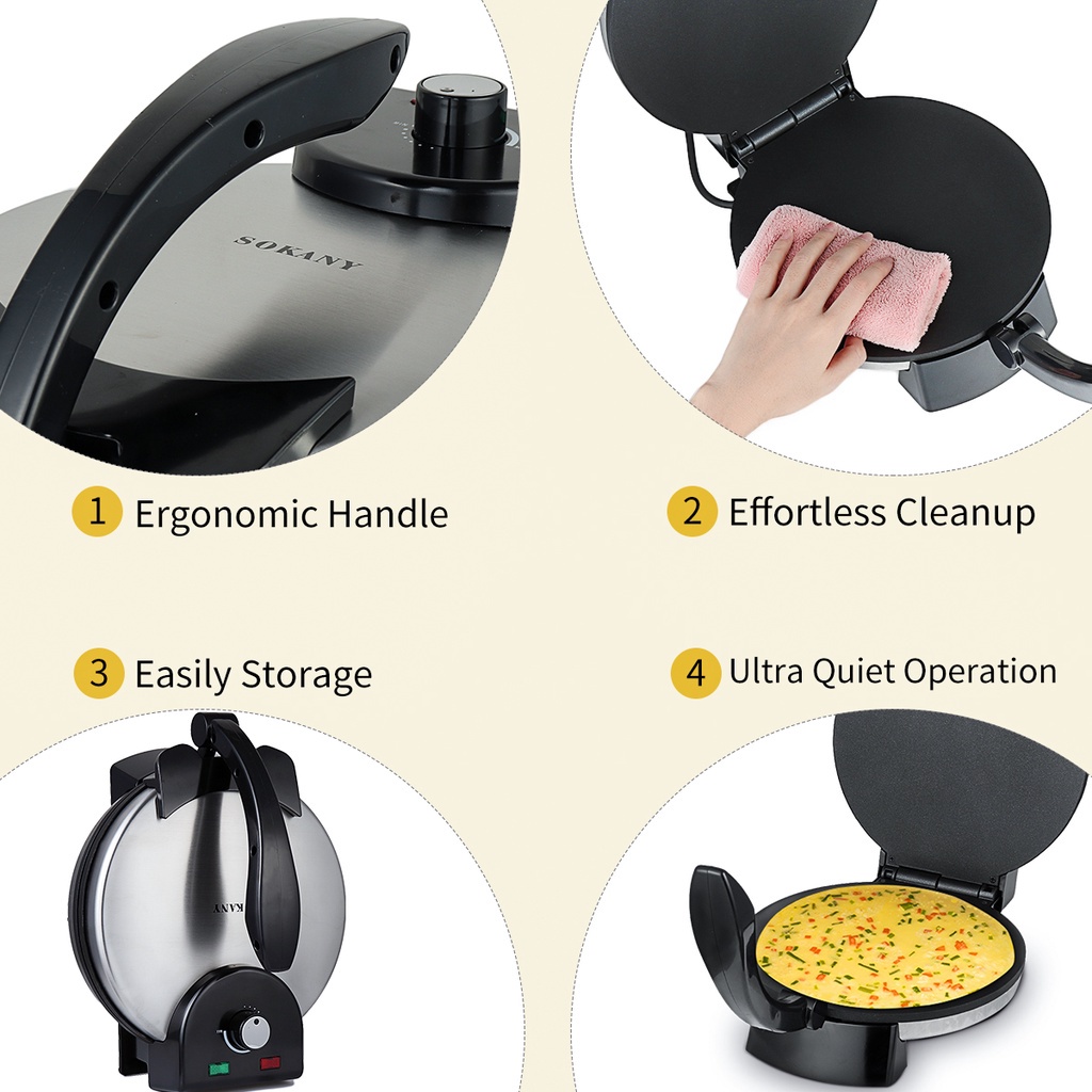 Electric Paratha Chapati Roti Maker Flat Bread Pizza Kitchen Tortilla ...