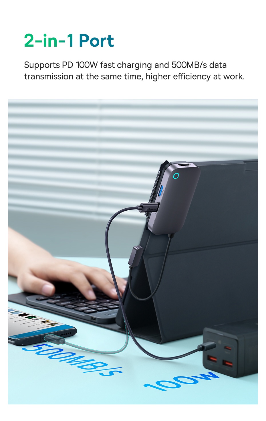 Baseus USB 3.0 Adapter SD TF Card 4K Type C Hub for