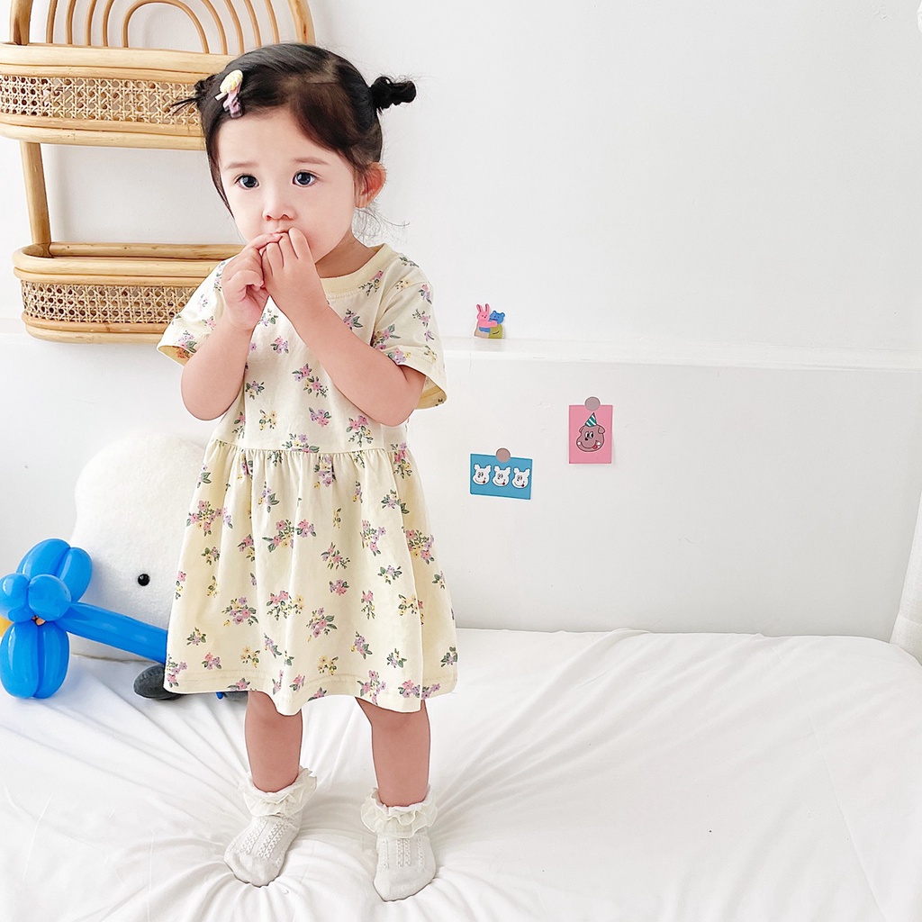 Summer Cotton Half Sleeves Casual Dress For Baby Girls
