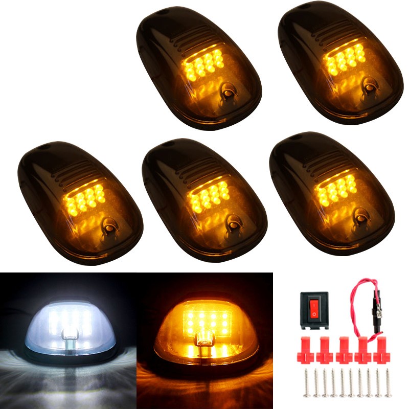 5pcs Cab Roof Top Marker Running Car LED lights Lamp Black Smoked Lens ...