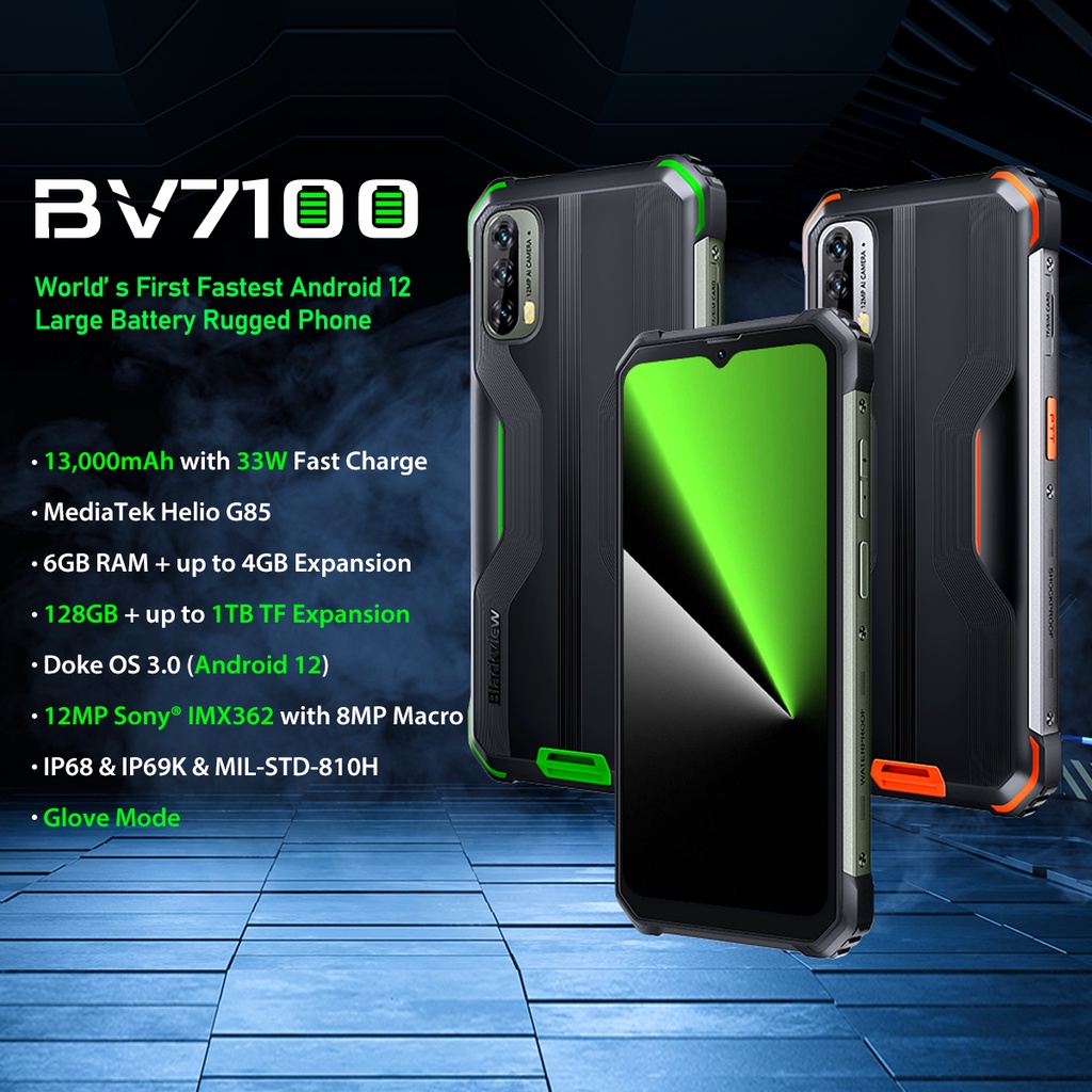 Blackview BV7100 Waterproof Rugged Phone (6GB + 128GB/6.58'')丨13000mAh丨 ...