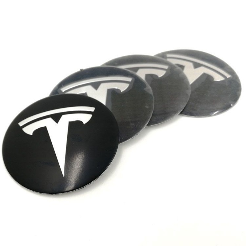 56mm Car Wheel Rims Center Hubcaps Stickers Decals for Tesla Logo Model ...