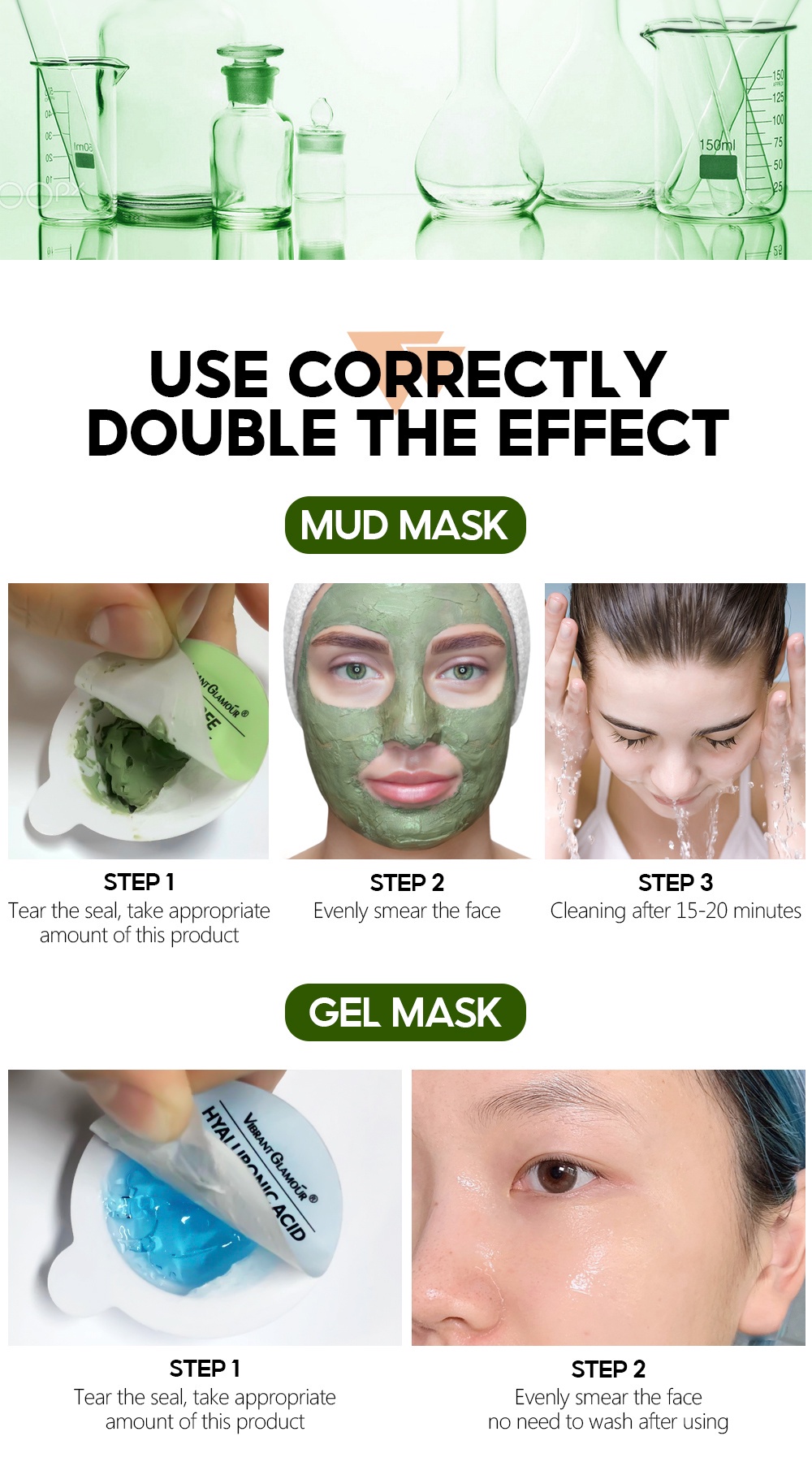 VIBRANT GLAMOUR Gel & Mud Mask Retinol Antiaging Salicylic Acid Tea