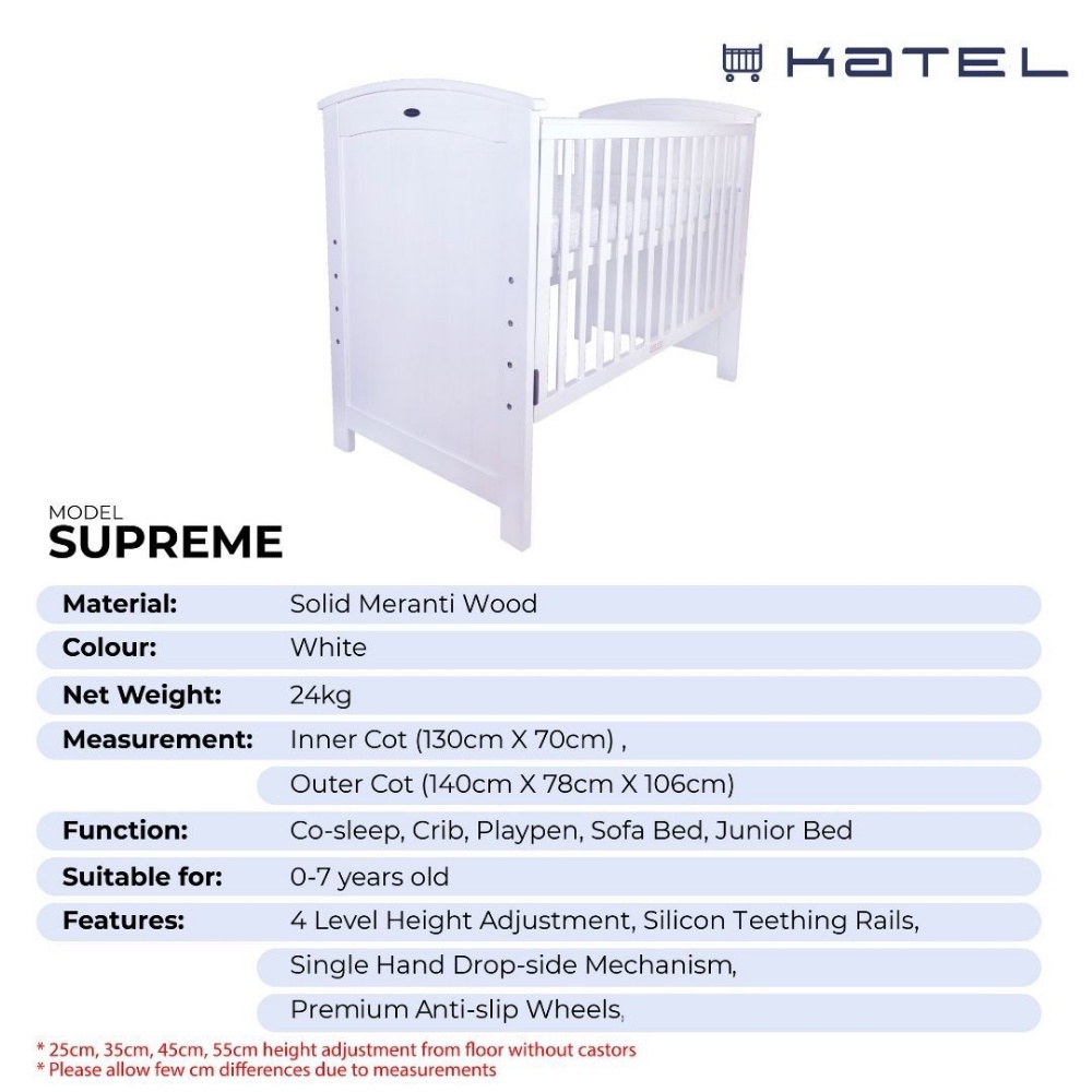 Katel Deluxe & Supreme Baby Cot for 0-3 Years Old & 0-7 Years Old ...