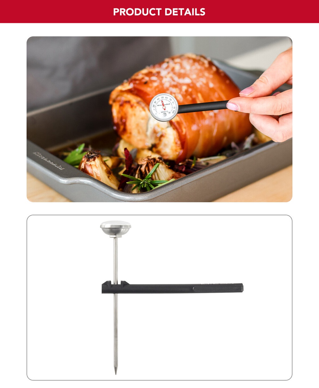 KitchenAid Stainless Steel Quick Read Meat Thermometer Probe Black