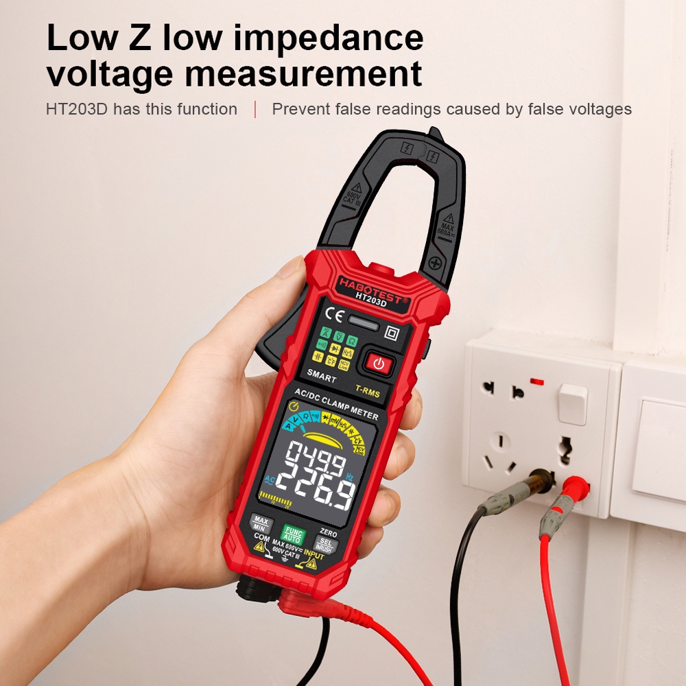 HABOTEST HT203D Digital Clamp Meter Multimeter 600A AC/DC Current and ...