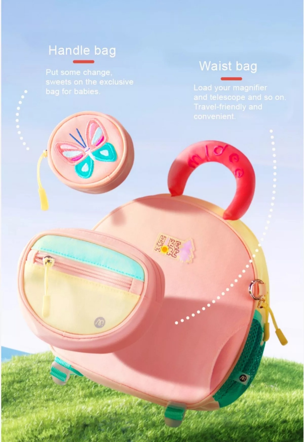 Mideer Outing Kids Backpack - Pink/Blue/Khaki | Shopee Malaysia