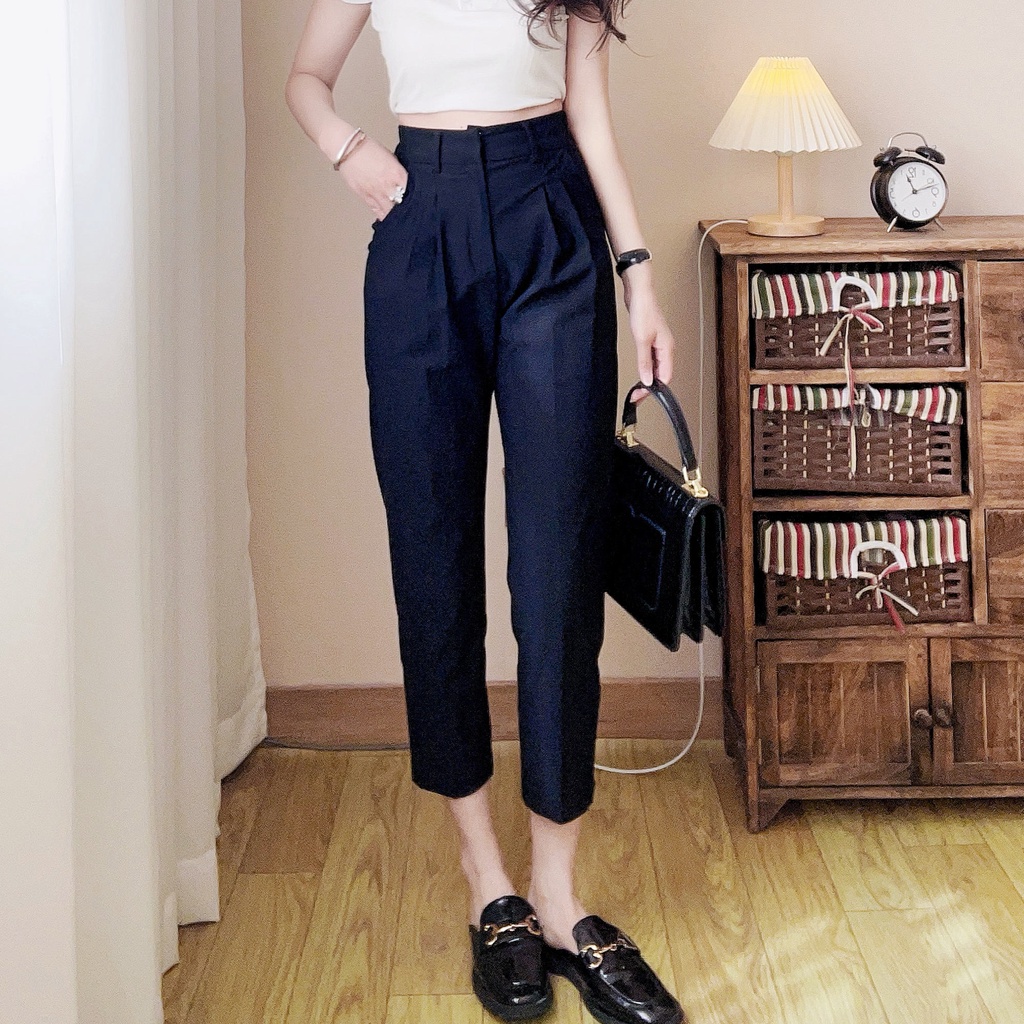 Eyouth 10133 High waist straight leg pants women casual pants | Shopee ...