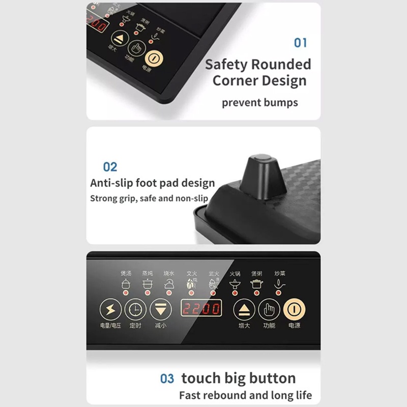 MIZONA Multifunction Touch Screen Induction Cooker High Power Fire ...